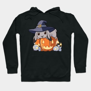 Grey Lop Bunny on a Pumpkin Hoodie